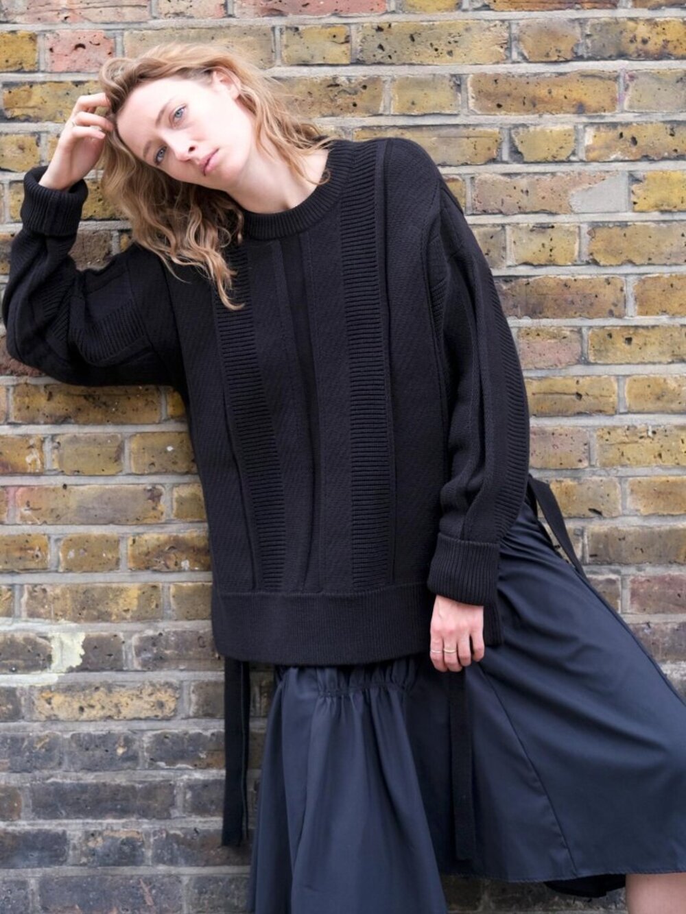 Daneyto Oversized Wrapping Jumper Tie Side Sweater